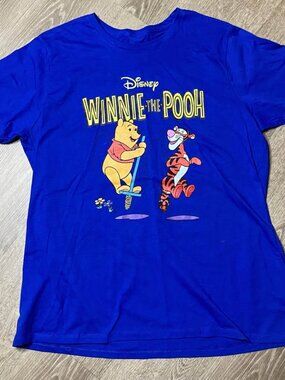 Disney Winnie the Pooh Graphic Tee Unisex XL Royal Blue Shirt Classic Character
